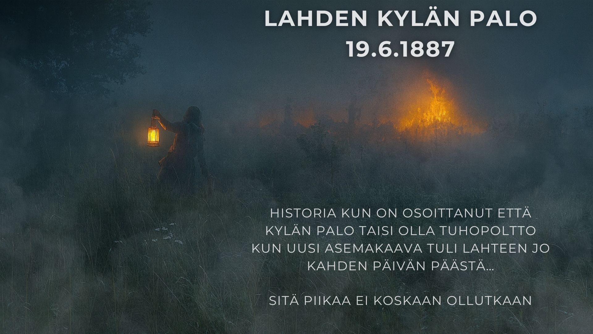 Lahti 120 -tapahtuman juliste, kädessä lyhty